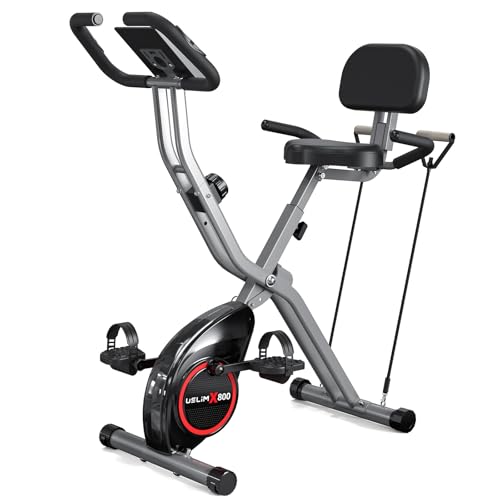 Foldable Exercise Bike Stationary Bikes for Home, 5 IN 1 Indoor Workout Bike, Cycling Bike with 16-Level Quiet Magnetic Resistance, 6.6 LBS Flywheel and 300LBS Capacity, 2025 Designed 817 X-bike