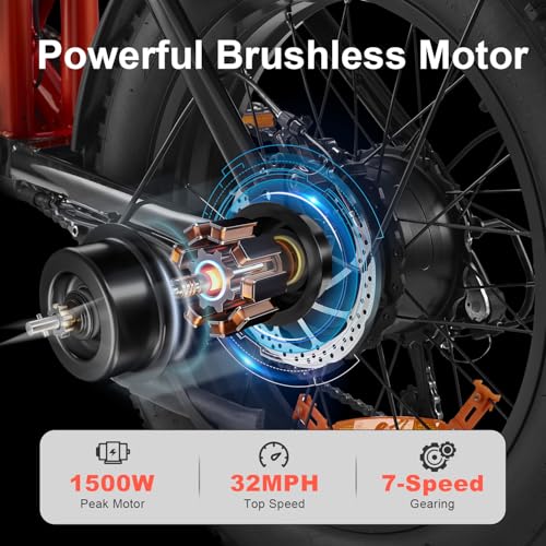 G52 Electric Bike for Adults, 1500W Motor, 48V 18Ah Battery, 20" Fat Tire P6609