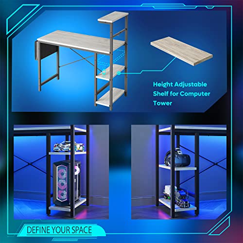 Bestier Gaming Desk with LED Lights, 51.3 Inch Computer Desk Q970