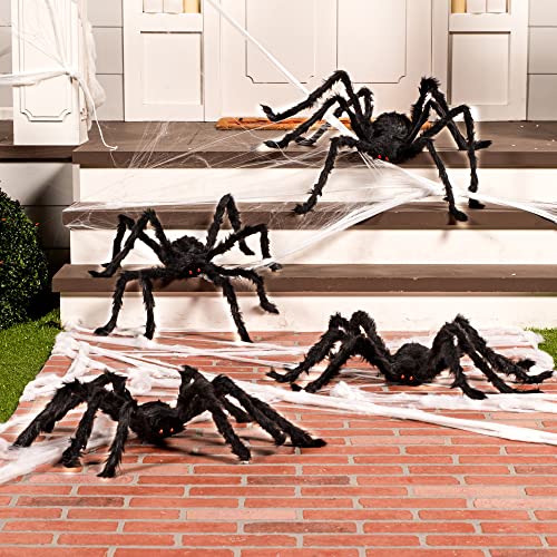 JOYIN 4 Packs Halloween Outdoor Spider Decorations, Black W76054