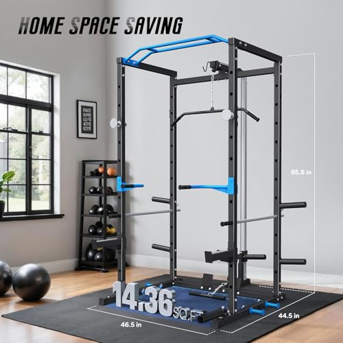 MERACH Power Cage Squat Rack with Cable Crossover for Home Gym F778