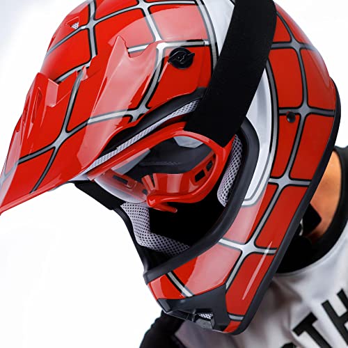 SLMOTO Dot Youth Kids Motocross Offroad Helmet with Goggles and Gloves Blue Skull D851858