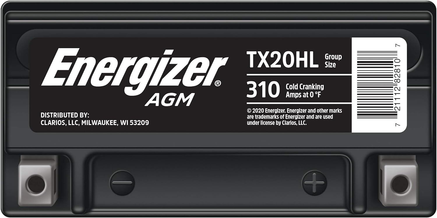 Energizer TX20HL AGM Motorcycle and ATV 12V Battery, 310 CCA Y914