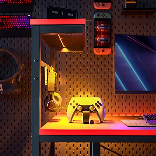 Bestier Gaming Desk with LED Lights, 51.3 Inch Computer Desk Q970
