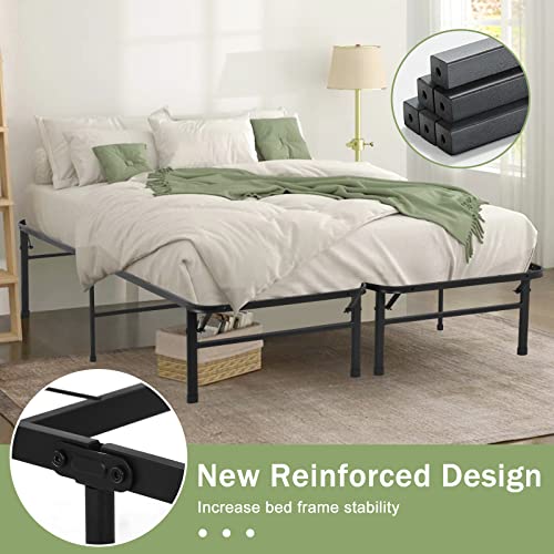 Twin Sturdy Steel Bed Frame 14 Inch Metal Platform with Underbed Storage Black Y955