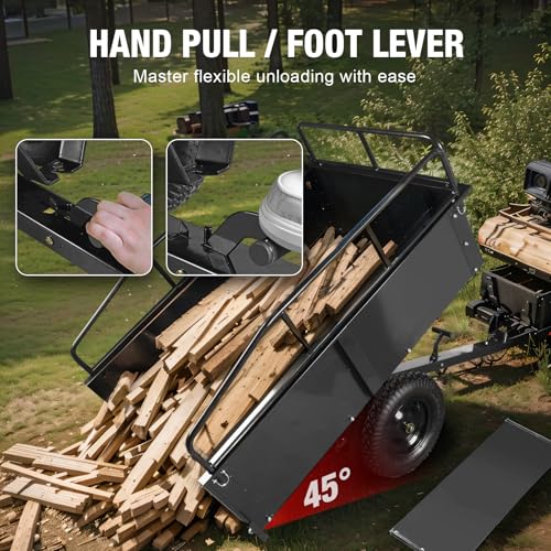 BIG RED Heavy Duty ATV Trailer Steel Dump Cart 450lbs 10 cu.ft Z28713