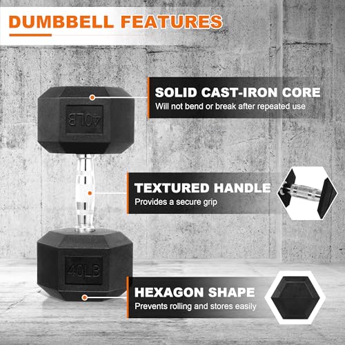 Hex Dumbbells Rubber Coated Hand Weights C709