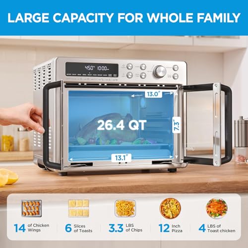 Midea Flexify French Door Toaster Oven Air Fryer Combo, 26.4 QT, Stainless Steel X404