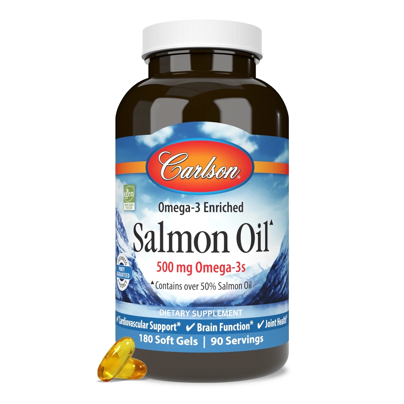 Carlson Norwegian Salmon Oil 500 mg Omega-3s, 180 Softgels O9545