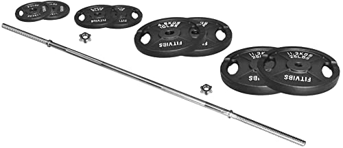 Cast Iron Weight Plates Set with 5FT Barbell, 95-Pound A28274