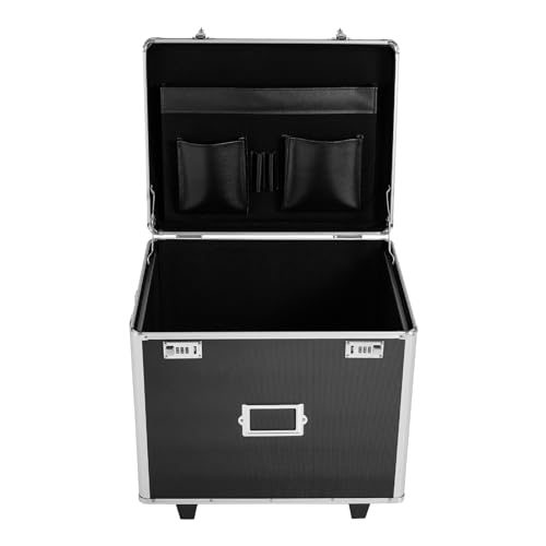 Locking File Storage Box with Wheels, Fireproof and Collapsible Y7536