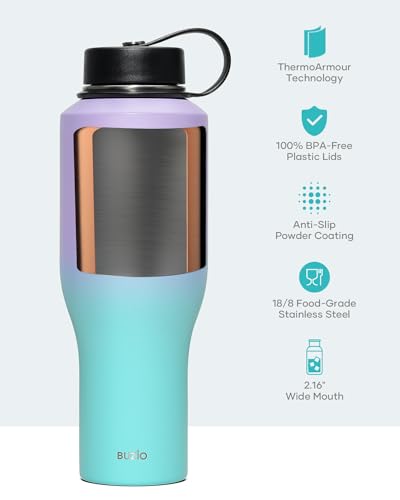BUZIO 40oz Insulated Tumbler with Handle and Straw Lid, Black M702