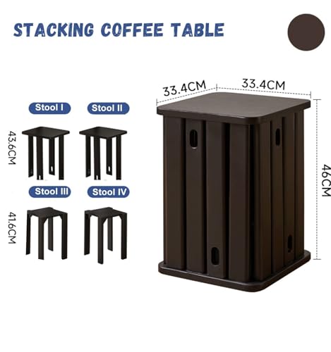 Stackable Stools Set of 4 Round Wooden Nesting Tables for Living Room C8777