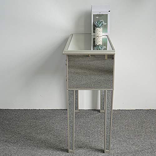 Henf Mirrored Vanity Desk with 3 Drawers, Silver Console Table C922