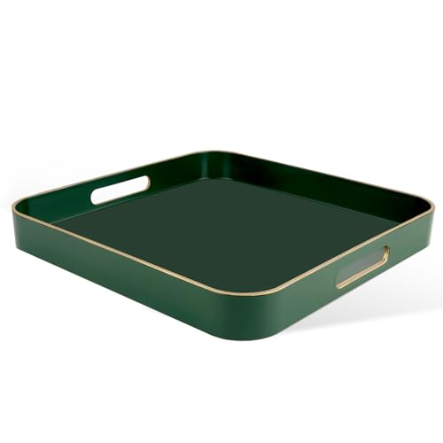 Gifturbo Blue Serving Tray with Handles, Rectangular Plastic Tray J15614