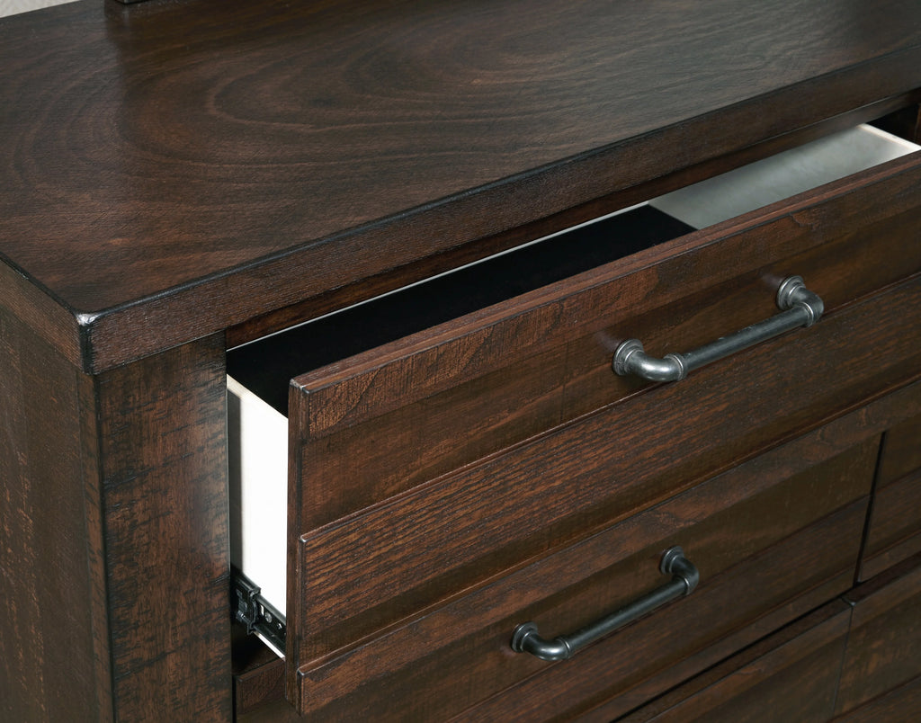 Sedona Transitional Wood Bedroom Set Queen with Dresser and Mirror H29321