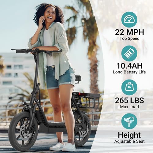 NAVIC Electric Scooter for Adults, Folding E-Scooter with Dual Braking and Dual Suspension B3040