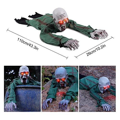 Halloween Outdoor Decorations Scary Climbing Zombie with Glowing Red Eyes O355