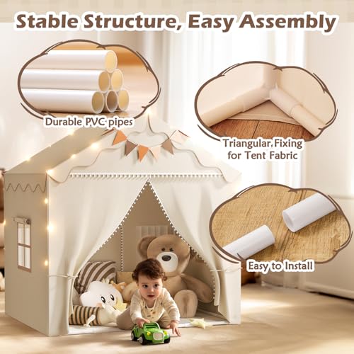 Treestone Play Tent for Kids with Padded Mat and Light, Indoor & Outdoor Playhouse F222