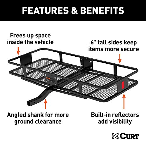CURT 18152 60 x 24-Inch Hitch Cargo Carrier, 500 lbs Capacity, Black Steel W52353