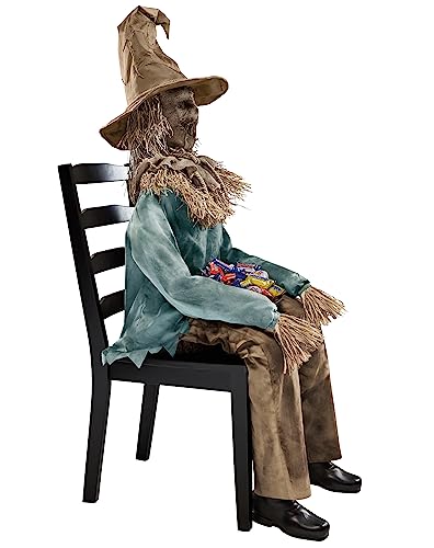 Spirit Halloween 4.5 Ft Scary Sitting Scarecrow Animatronic Prop I398189