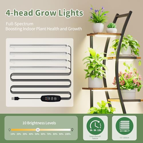 Plant Stand Indoor with Grow Lights, 7 Tier Tall Metal Shelf, 62" A3308