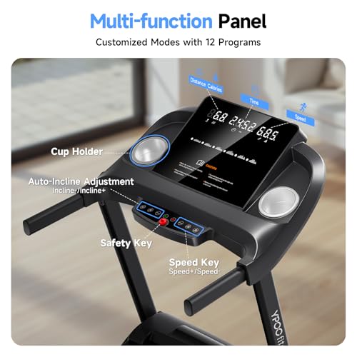 Foldable Treadmill with Incline, Bluetooth, 300 lbs Capacity H234