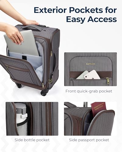 BAGSMART Carry-On Luggage 20 Inch Expandable Suitcase with Duffel Bag S7860