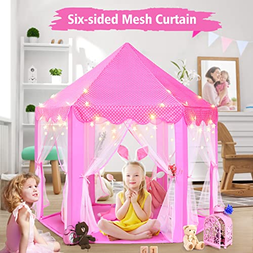 Monobeach Princess Tent Girls Large Playhouse with Star Lights L847553