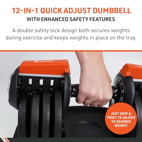 BodySport 40 lb Adjustable Dumbbells with 12 Free Weights for Home Gym Z86856