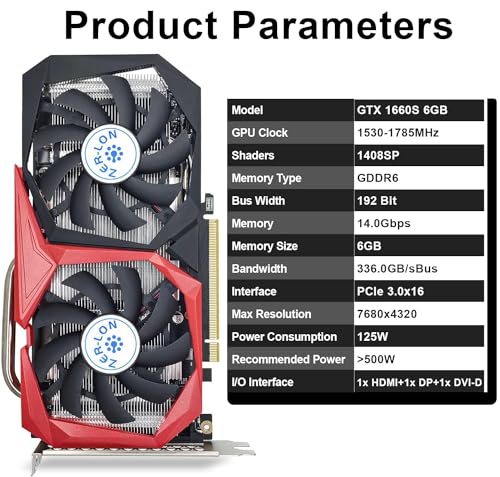 GeForce GTX 1660 Super 6GB Graphics Card, Dual Fans, HDMI/DP/DVI, 4K HD M581931