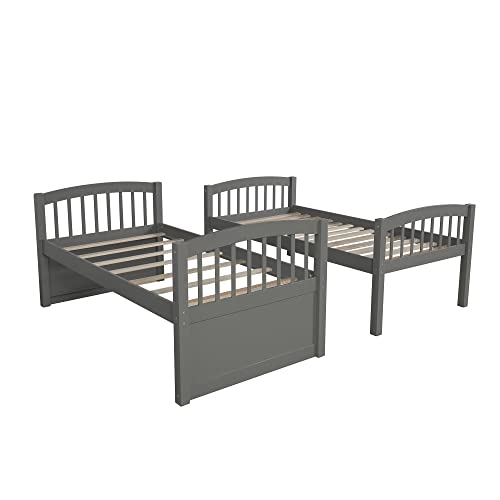 Harper & Bright Designs Twin Over Twin Bunk Bed with Storage Drawers, Solid Wood, Espresso P440327