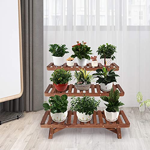 Ufine Freestanding 3 Tier Ladder Shelf Wood Plant Stand P18303