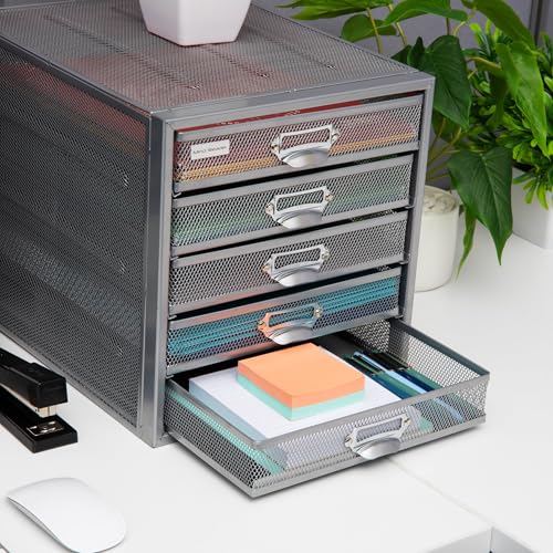 Mind Reader 10-Drawer Metal Mesh Desk Organizer, Silver N923041