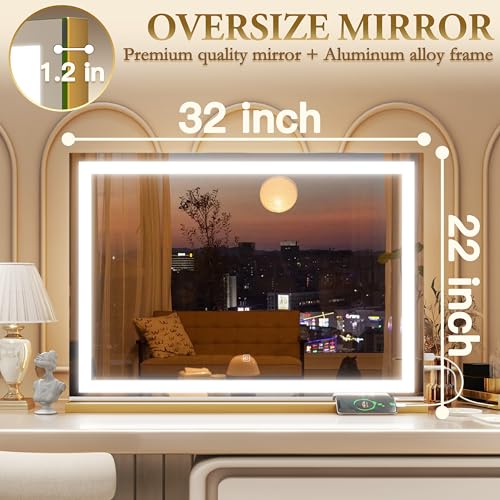 Vanity Mirror with Lights, 12.6"×15" LED Makeup Mirror, Touch Control Dimmable D52089