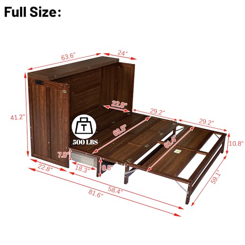 Queen Murphy Bed Cabinet with Storage Drawer and Charging Station, Solid Pine, White A401