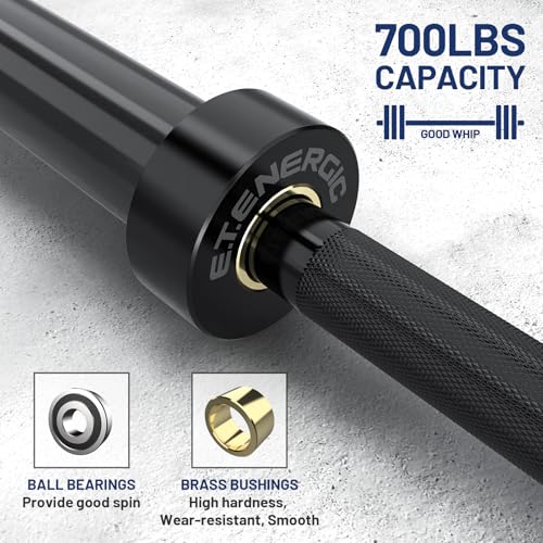 7ft Olympic Barbell 40LB Bar Load 700lbs Capacity Hard Chrome Sleeves X5409