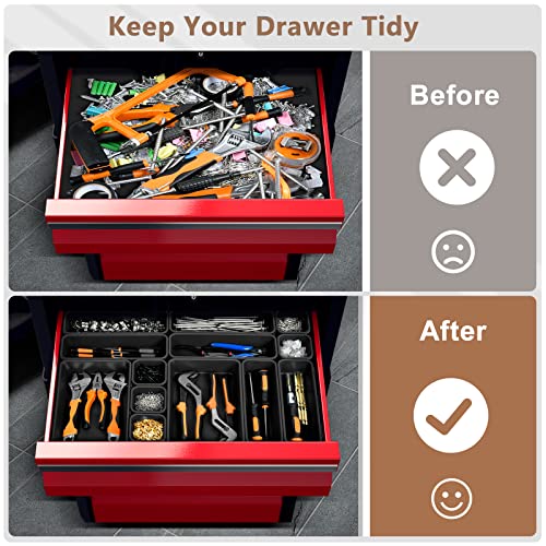 A-LUGEI 69Pcs Tool Box Organizer Tray Divider Set, Black Desk Drawer Organizer A217