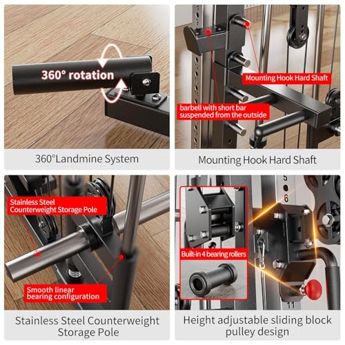 Power Cage Smith Machine Power Rack with Cable Crossover for Home Gym X175525