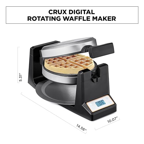 CRUX Double Rotating Belgian Waffle Maker, Nonstick Copper Plates, Stainless Steel R871