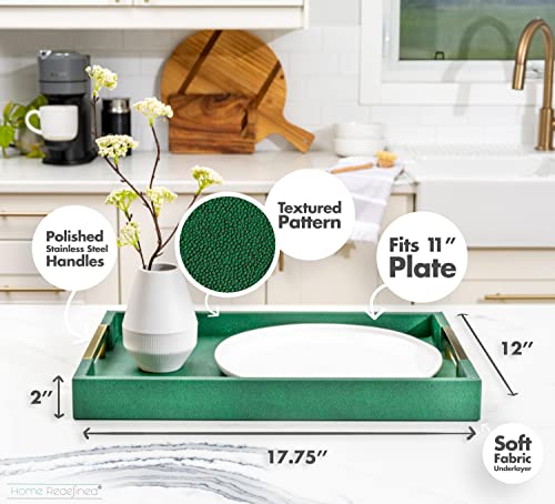 White Marble Faux Leather Decorative Tray with Handles D972626