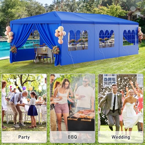 Outdoor Party Tent 10x30 Black with 8 Removable Sidewalls V87006