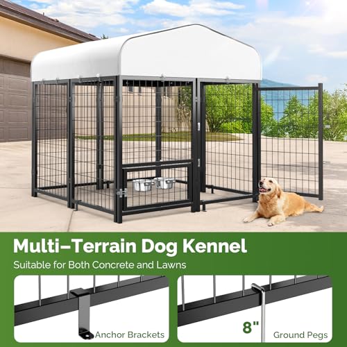 SINO LUBAN Outdoor Dog Kennel with Doggy Door, Heavy Duty Large Dog Pen E5768