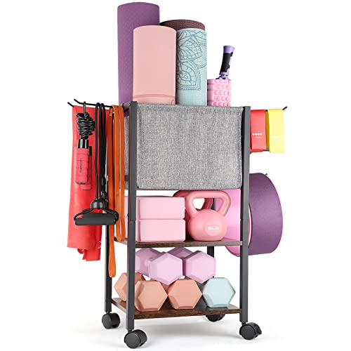 Yoga Mat Storage Rack for Dumbbells and Kettlebells, Home Gym Organizer N713