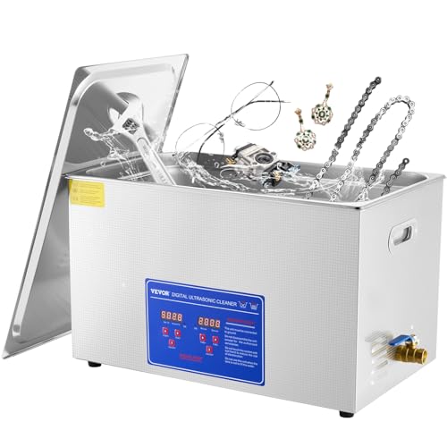VEVOR 30L Industrial Ultrasonic Cleaner with Digital Timer&Heater 40kHz Professional Large Ultrasonic Cleaner Total 1100W for Wrench Tools Industrial Parts Mental Instrument Apparatus Cleaning