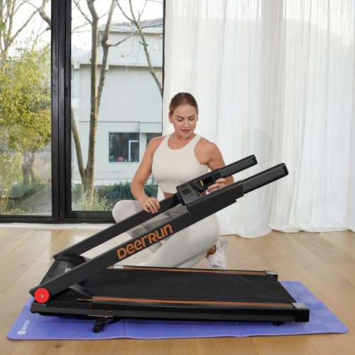 DeerRun Foldable Treadmill for Home with Incline and Handles K2464