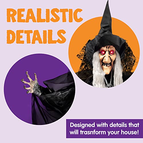 JOYIN 47" Animated Witch Halloween Decorations Outdoor Indoor H9696