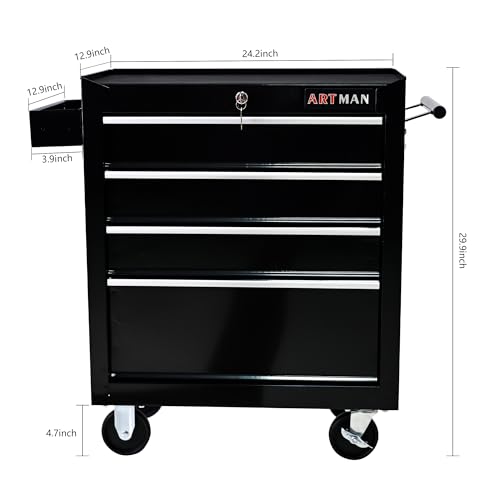 6-Drawer Rolling Tool Chest Cabinet with Wheels and Locking, Black W270288