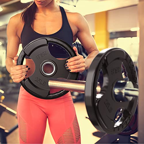 RitFit Olympic Rubber Grip Plates 2-Inch for Barbell Weightlifting Strength Training Z70542