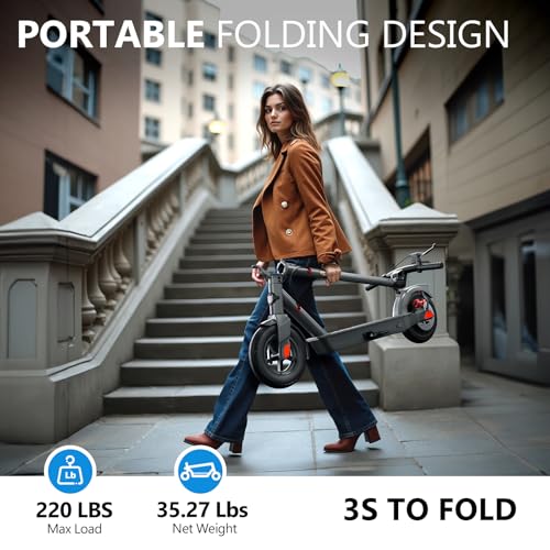 SISIGAD Electric Scooter for Adults, 10" Tires, 600W Motor, 22 MPH, 30 Miles Range, Foldable O1563